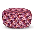 thumbnail image 1 of Floral Pouf Cover with Zipper, Pattern with Abstract Design Flowers, Soft Decorative Fabric Unstuffed Case, 30" W X 17.3" L, Plum Fuchsia, by Ambesonne, 1 of 5