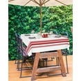 thumbnail image 5 of Outdoor Tablecloth with Umbrella Hole and Zipper Red Ticking Vertically Stripe Tablecloths 60x102 Outside Table Cloths Simple Style White Patio Table Cover for Outdoor Tables Picnic Garden Party, 5 of 6