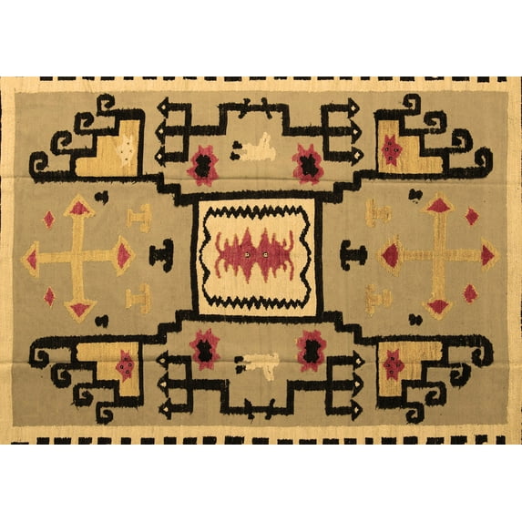 Ahgly Company Indoor Rectangle Abstract Brown Modern Area Rugs, 5' x 8'