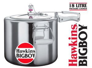 Hawkins Bigboy Aluminum 18 Litre Pressure Cooker with Separators and Grid to Cook Different Foods At the Same Time 