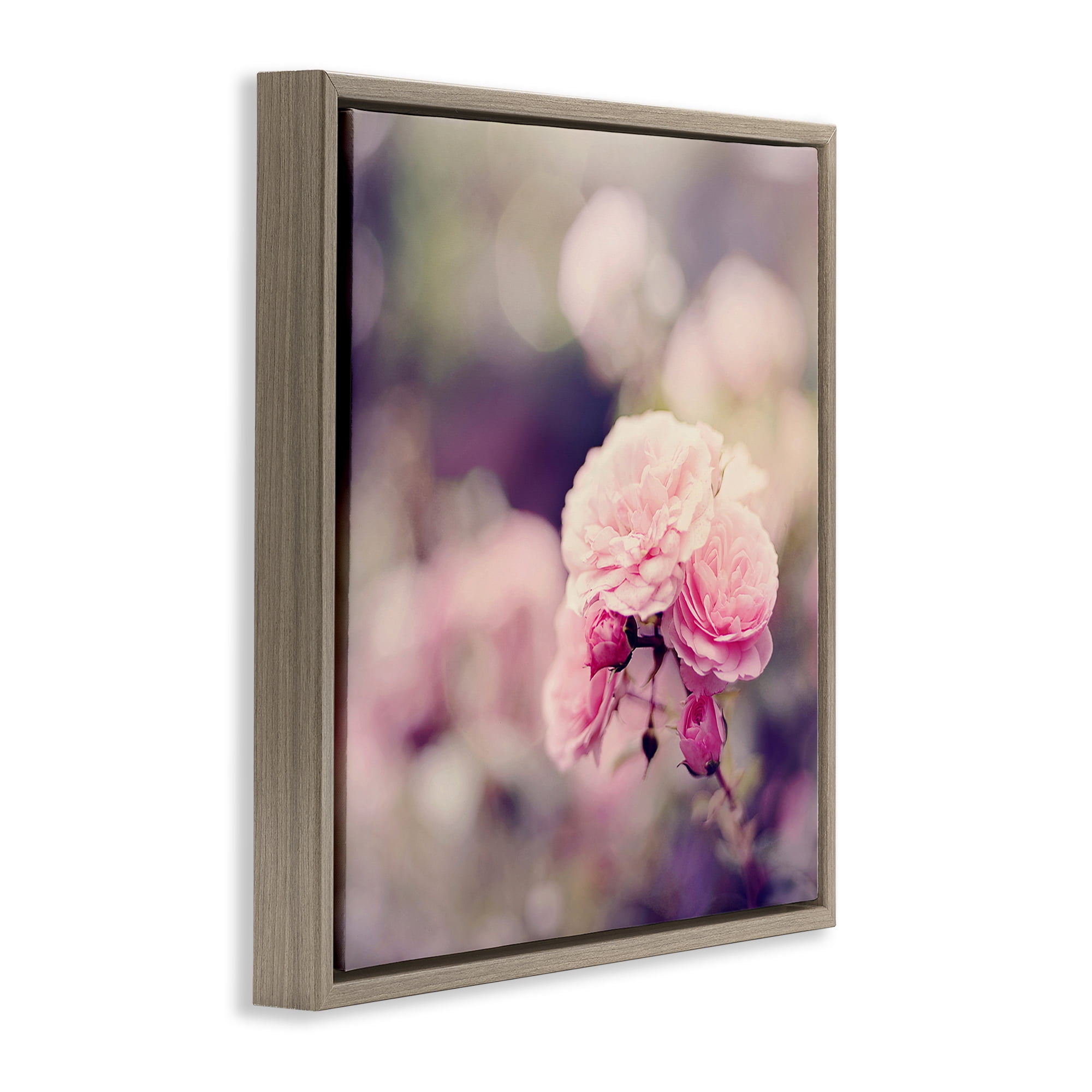 Stupell Industries Pink Garden Ranunculus Plants & Flowers Photography Brown Floater Framed Canvas Art Print Wall Art, 25 x 25