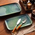 thumbnail image 6 of Stern Serving Platters Set of 4, 11 Inches Rectangular Ceramic Serving Plates, Green Serving Trays for Entertaining, 6 of 7