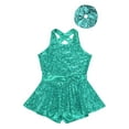 thumbnail image 3 of DPOIS Kids Girls Hip-Hop Jazz Latin Dance Leotard Dress Lake Green 10, 3 of 5