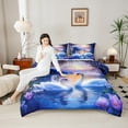thumbnail image 4 of Castle Fairy Teens Adults Animal White Swan Bedding Comforter Set 2pcs,Chic Floral Lotus Twin Comforter Sets Microfiber,Happy Valentine's Day Breathable Bedding Set,Breathable Home Decor, 4 of 8