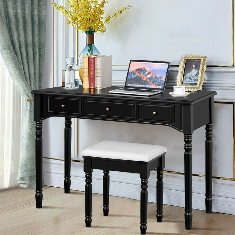 Gymax 7 Drawers Vanity Set Dressing Table w/ Tri-Folding Mirror