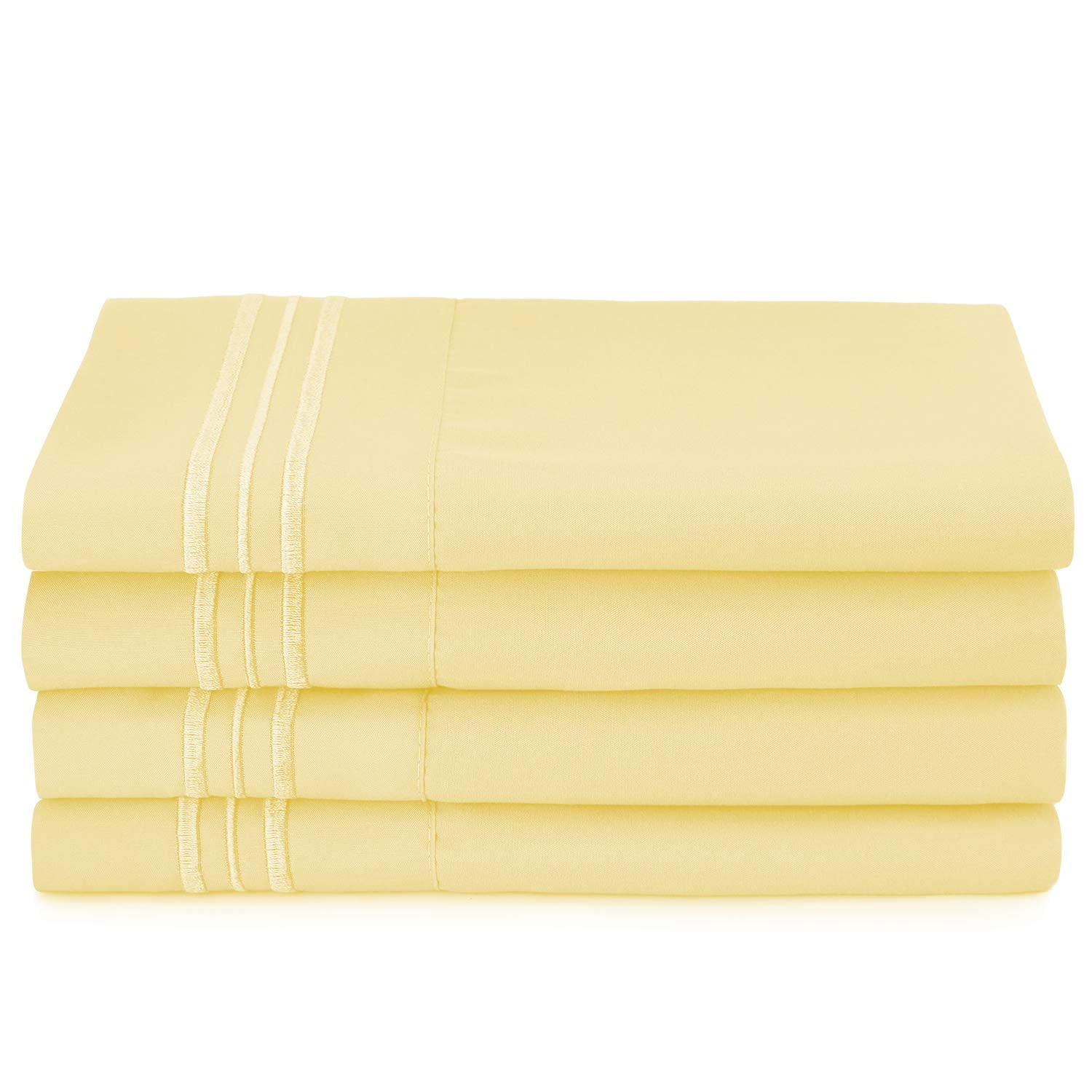 Clara Clark Premier 1800 Collection Bed Sheet Set with Extra Pillowcases Wrinkle, Fade & Stain Resistant, King, Mellow Yellow