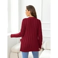 thumbnail image 2 of CALIPESSA Womens Cable Knit Red Cardigan Button Front Casual Loose Long Sleeve Solid Sweater Outwear With Pocket For Fall Winter S, 2 of 5