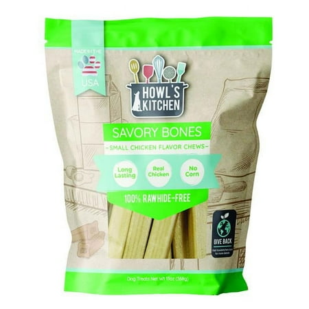 UPC: 0015958992086 | Scott 13 oz Howls Kitchen Chicken Savory Bones Dog Treats Small – Pack of 12