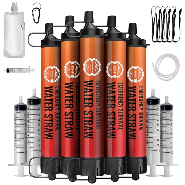 Kit de supervivencia para exteriores Lormandy con 5 pajillas filtrantes de agua