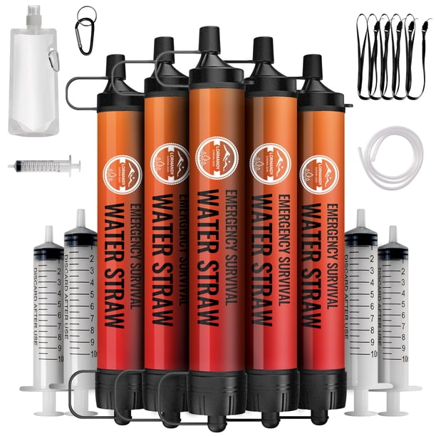 Kit de supervivencia para exteriores Lormandy con 5 pajillas filtrantes de agua