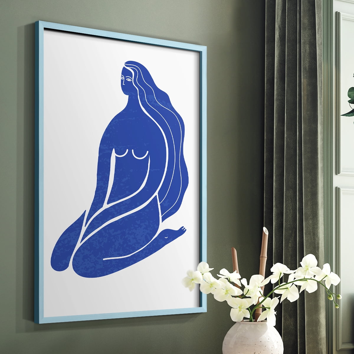 Matisse CIX Framed Print in Blue Solid Wood 11 x 14 Framed Print