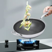 Honeycomb Coating Stainless Steel 12 inch Wok Pan with Lid Woks & Stir-Fry Pans