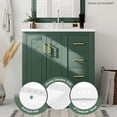 thumbnail image 4 of 30 Inch Bathroom Vanity with Ceramic Sink Solid Wood Storage Cabinet 3 Drawers Soft Closing Doors Green, 4 of 14