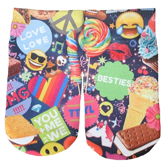 Tasty Print Sticker Prints Besties Women's No-Show Socks (9-11)