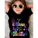 thumbnail image 1 of Camiseta informal de verano de manga corta para niña, con estampado del alfabeto "Nana Is My Bestie", lavable a máquina., 1 of 7
