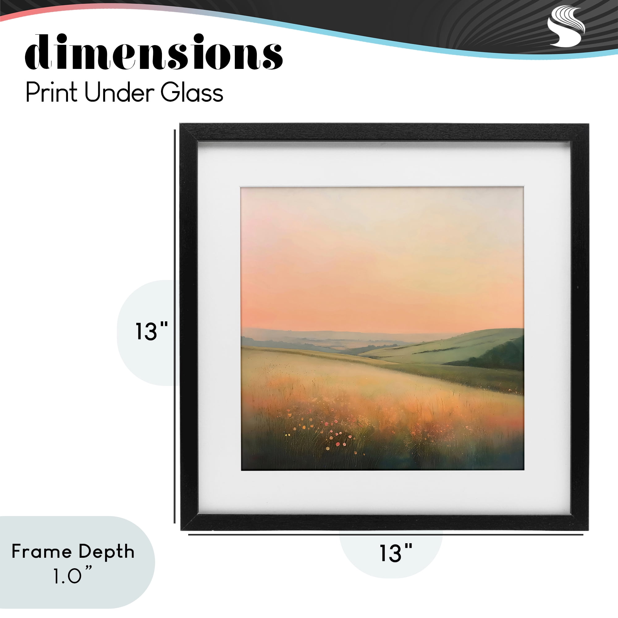 Stupell Industries Sun Coming Up Over Meadow Black Framed Print Under Glass, design by Creative Studio