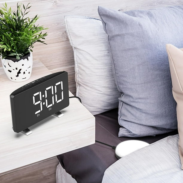 Despertador de con 24H puertos USB duales reloj vibrador con agitador de cama para dormitorio personas m negro Baoblaze Despertador digital Walmart en linea