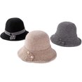thumbnail image 3 of CoCopeaunts Solid Color Bucket Hat for Women Autumn Winter Warm Wool Fisherman Hat Versatile Knitting Basin Hat Button Belt, 3 of 8