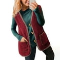 thumbnail image 2 of UYISJ Women's Casual Winter Fleece Vest Warm Open Front Sherpa Cozy Sleeveless Cardigan Outerwear Jackets Coats with Pockets Red XXL, 2 of 8