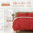 thumbnail image 6 of Christmas Snowflake Bedding Duvet Cover Set King Size 4 Pieces Winter Red Retro Texture Bedding Set with Zipper Closure, 1 Comforter Cover 92x106 Inches 1 Flat Sheet & 2 Pillow Cases, 6 of 7