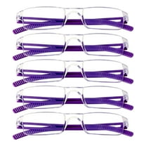 5 Pairs Reading Glasses, Blue Light Blocking Glasses, Computer Reading Glasses for Women and Men, Fashion Square Eyewear Frame (Purple, 2.25 Magnification)