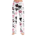thumbnail image 2 of Halloween Elastic Waist Lounge Pants Women Wide Leg Print Soft Casual Sleep Pajama Pj Bottoms, 2 of 9