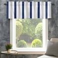 thumbnail image 4 of Navy Blue Stripe Farmhouse Short Window Curtain Valances, Geometric Grey White Vertical Striped Rod Pocket Kitchen Valances for Living Room Bedroom Bathroom Cafe 42" x 18", 4 of 8