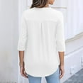 thumbnail image 7 of cfhntfmh Women's 3/4 Sleeve Shirts Comfy V Neck Half Zip Business Casual Tops Dressy Work Tunic Blouses, 7 of 7