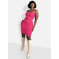 thumbnail image 2 of Rebdolls Women's Plus High Waist Bodycon Solid Knit Mini Skirt - Fuchsia - 1X, 2 of 5