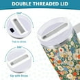 thumbnail image 3 of Yayeee 40oz Stainless Steel Tumbler with Straw and Handle Double-Wall Insulated Travel Water Bottle, Beige Floral Garden, 3 of 8