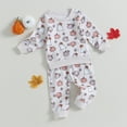 thumbnail image 2 of Okbabeha Pumpkin Baby Girl Clothes Toddler Halloween Outfits Cute Long Sleeve Sweatshirt Shirt and Pants 2Pcs Clothing Set, 2 of 7