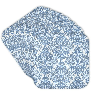 3dRose, Light blue and white damask - traditional classic luxurious French elegance stylish vintage pattern, Set of 8 Coasters - Soft