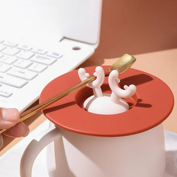 Tapas de silicona para taza tapas de silicona para bebida tazas de café, tazas de repuesto, accesorio tazas calientes/frías con soporte para rojo Macarena Taza de beber tapas