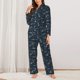 thumbnail image 2 of Balery Romantic Eiffel Tower Conjunto de Pijama con Estampado para Mujer, Conjunto de Dos Piezas con Manga Larga, Ropa de Dormir Suave con Bolsillos, Pijamas Cómodos-X-Large, 2 of 7