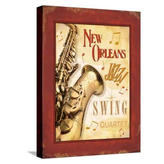 Art.com New Orleans Jazz II Stretched Canvas Print Wall Art by Pela Design, 12" x 16"