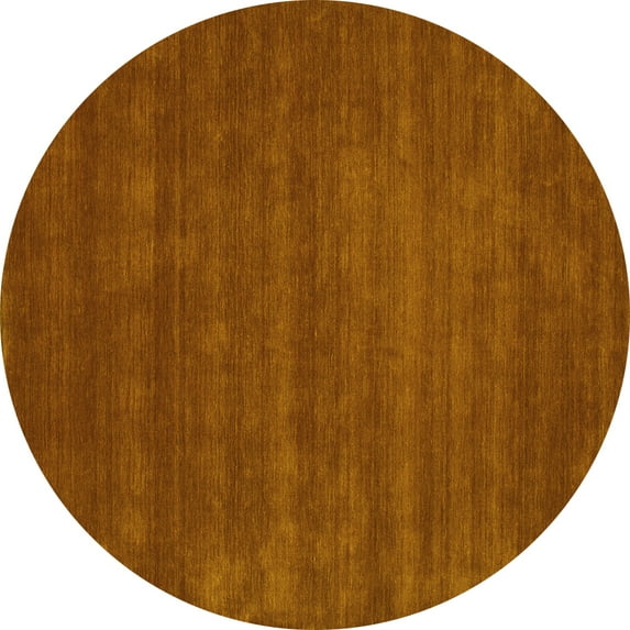 Ahgly Company Indoor Round Abstract Yellow Contemporary Area Rugs, 8' Round