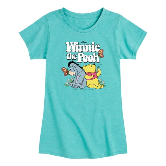 Winnie The Pooh - Retro Winnie The Pooh & Eeyore - Toddler Girls Fitted Short Sleeve T-Shirt