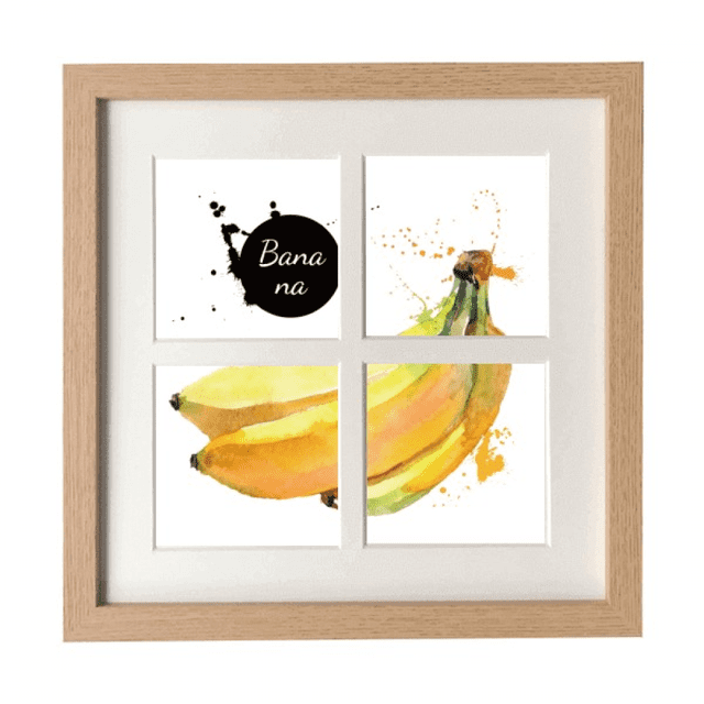 Banane Aquarelle Fruit Savoureux Santé Cadre Mur Table Affichage 4 Ouvertures Image