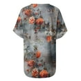 thumbnail image 5 of Wycnly Womens Blouses and Tops Dressy Plus Size Classic Breathable Loose Fit Tunic Tshirts Summer Floral Print V-Neck Short Sleeve Cute Tees Tops Gray XL, 5 of 5