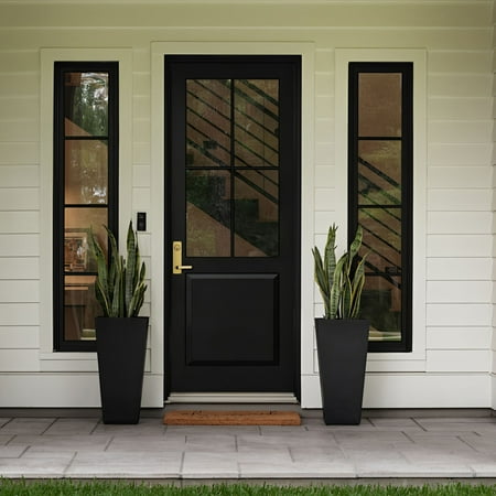 S-HOME 22-Inch Black Outdoor and Indoor Planter Pots Set of 2 with Built-In Drainage and Automatic Watering Features