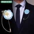 thumbnail image 4 of Rose Brooch Pin Cloth Flower with Gold Leaf Brooch, Lapel for Men Wedding Accessories, 4 of 5
