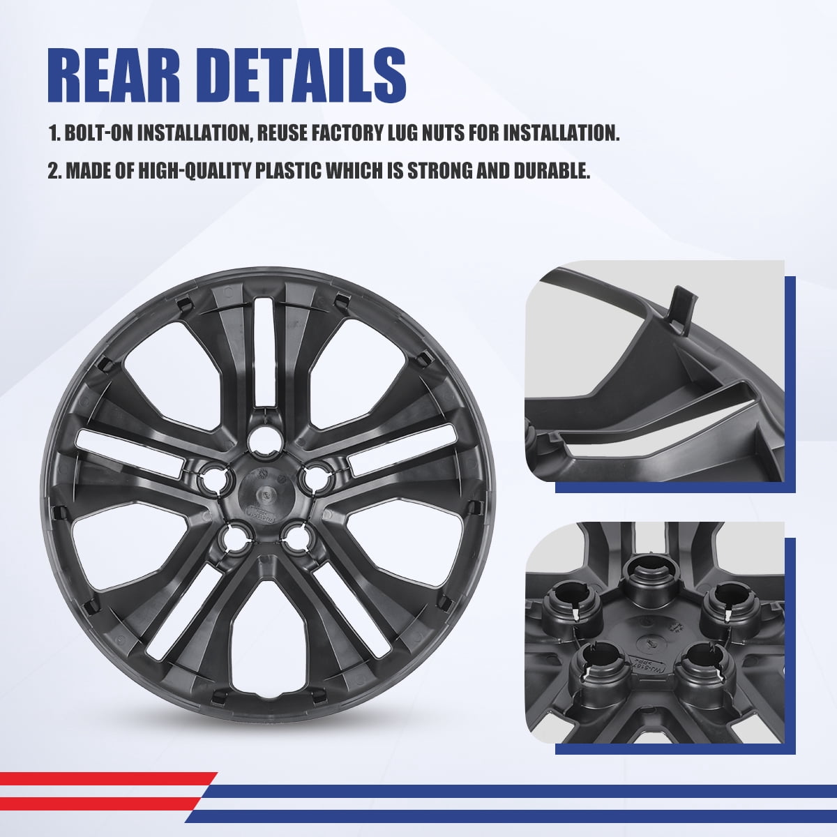 4PCS 17 inch Hubcaps for 2020-2026 Ford Escape,Bolt-on Installation with Factory Lug Nuts,Black Matte