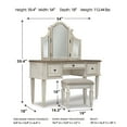 thumbnail image 6 of Signature Design by Ashley Realyn Vanity Set with 3-Panel Mirror and Upholstered Stool, Antique White/Brown, 6 of 6