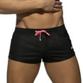 thumbnail image 1 of Men's Spring Summer Zipper Pocket Swim Shorts - Color Matching Slit Legs, Elastic Waist, Nylon/Spandex, Hand Wash Only, 1 of 4