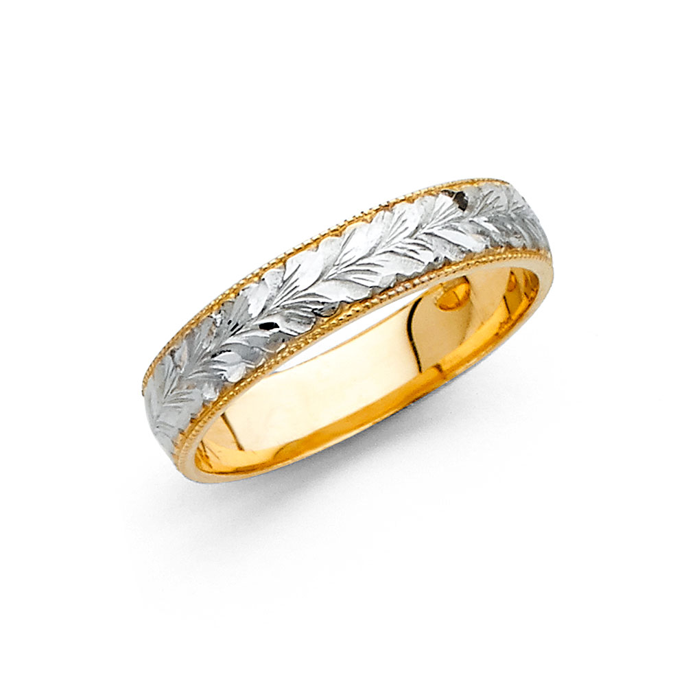 FB Jewels 14k Gold Round Cubic Zirconia White and Yellow Ring Two Tone ...