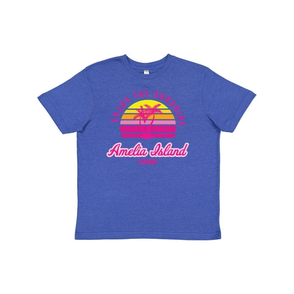 Inktastic Summer Enjoy the Sunshine Amelia Island Florida in Pink Youth T-Shirt