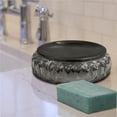 thumbnail image 6 of nu steel Glacier Smoke Collection Glass with Black Finish Metal Trim Bar Soap Dish Tray for Bathroom Vanities, Countertops, Pedestals, Kitchen Sink - Store Hand Soap, Bars, Sponges, Scrubbers - Smoke, 6 of 6