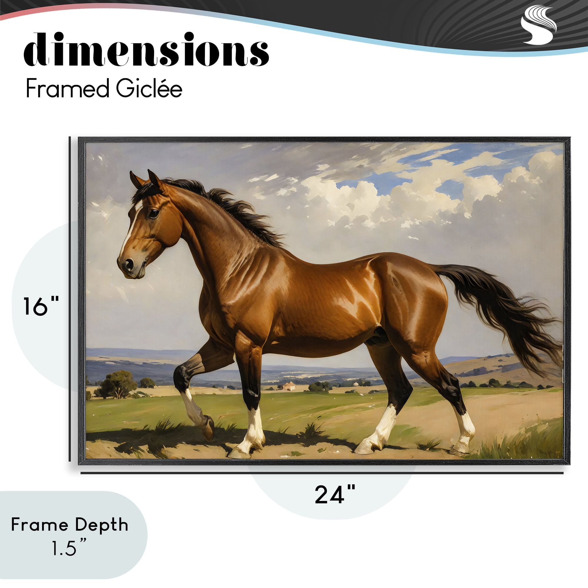 Stupell Industries Trotting Horse in Field Black Framed Giclee Art, design by Creative Studio
