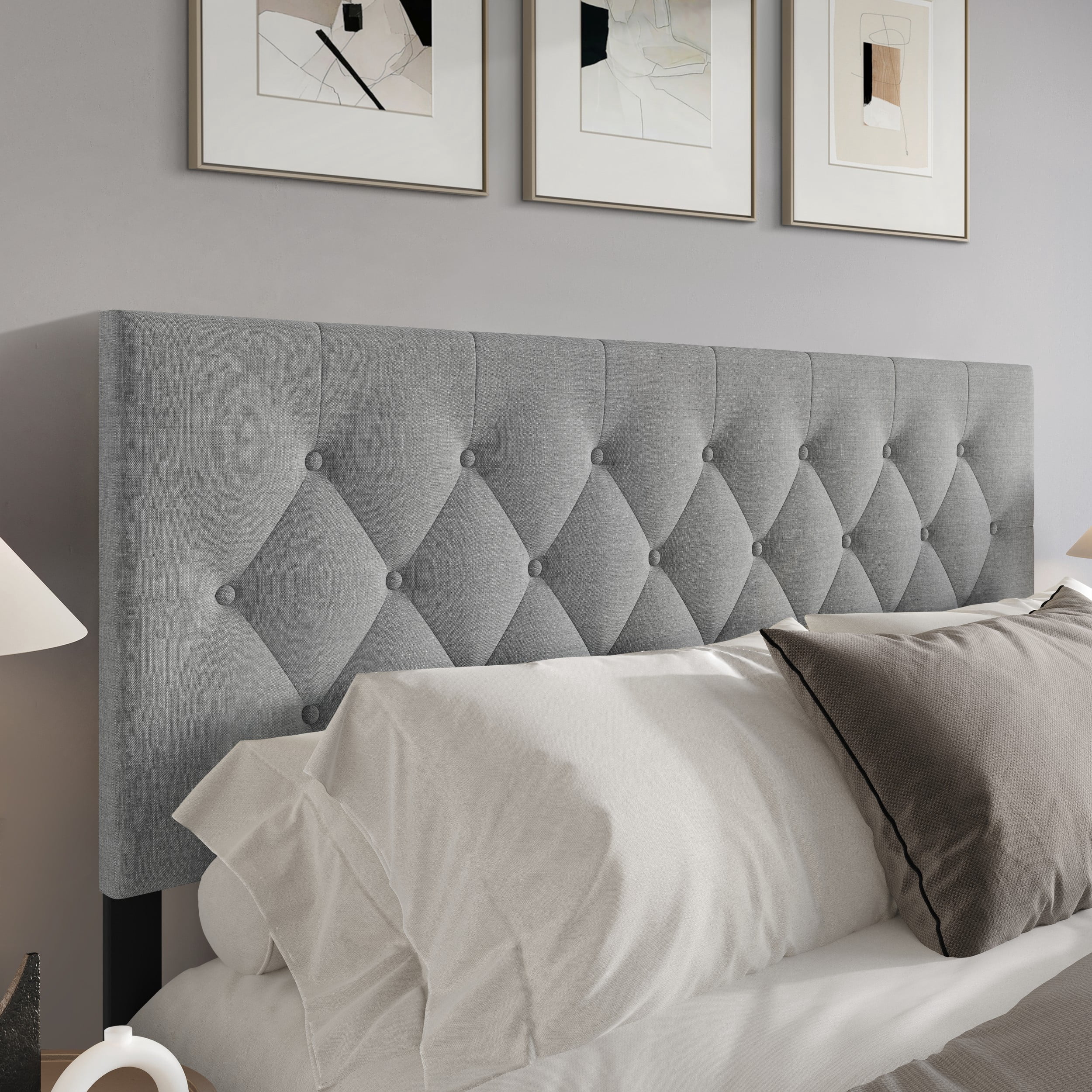 Home Design Gunnison Linen Upholstered Headboard with Button Tufted Design