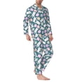 thumbnail image 2 of Naloa Cute Rabbit Easter Men’s Pajamas Set - Long Sleeve Button Down Sleep Shirt and Pajama Bottoms Sleepwear Set-X-Large, 2 of 7